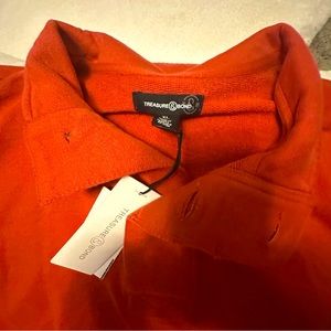 NWT- TREASURE & BOND MENS 3 BUTTON THICK COTTON POLO SIZE XL COLOR RUST SPICE